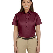 Ladies' Easy Blend Short-Sleeve Twill Shirt with Stain-Release